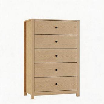 5 Drawer Wooden Dresser for Bedroom, Modern Storage Chest of Drawers for Living Room, Hallway