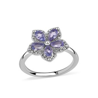 Femme Luxe Sterling Silver Tanzanite Flower Ring