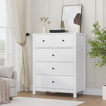 5 Drawer Dresser, Wooden Chest, Spacious Storage Organizer, Drawers for Entryway, Hallway, Closet
