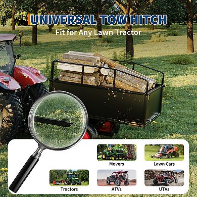 Heavy Duty Steel Garden Dump Cart 17 Cu.Ft, 750lbs Capacity, Removable Sides, All-Terrain Wheels