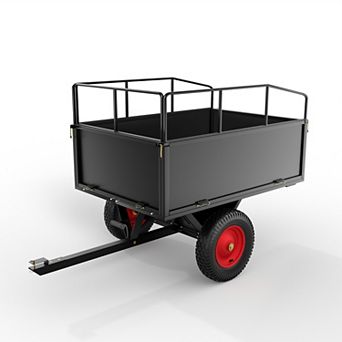 Heavy Duty Steel Garden Dump Cart 17 Cu.Ft, 750lbs Capacity, Removable Sides, All-Terrain Wheels