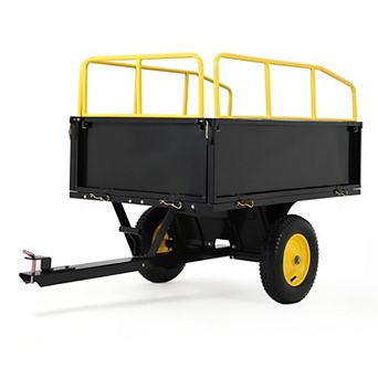 Heavy Duty Steel Garden Dump Cart 17 Cu.Ft, 750lbs Capacity, Removable Sides, All-Terrain Wheels