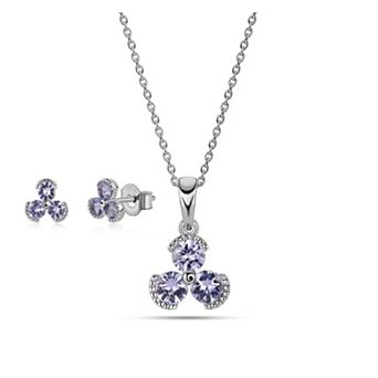 Femme Luxe Sterling Silver Tanzanite Pendant Necklace & Stud Earring Set