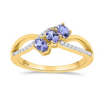 Femme Luxe 14k Gold over Sterling Silver Tanzanite & White Topaz Ring