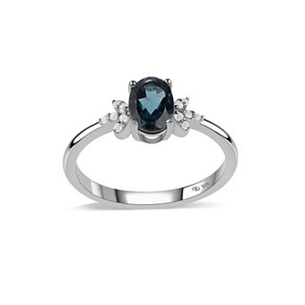 Femme Luxe Sterling Silver Oval London Blue Topaz & White Topaz Ring
