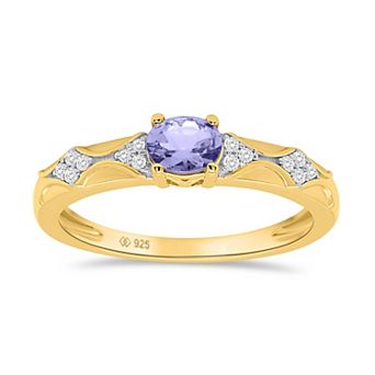 Femme Luxe 14k Gold over Sterling Silver Oval Tanzanite & White Topaz Ring