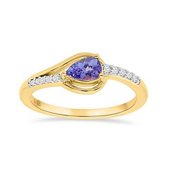 Femme Luxe 14k Gold over Sterling Silver Pear Tanzanite & White Topaz Ring