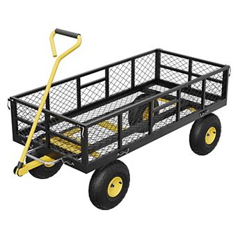 900 lbs Heavy Duty Steel Garden Cart , Removable Sides , Versatile Utility Yard Wagon for Farm