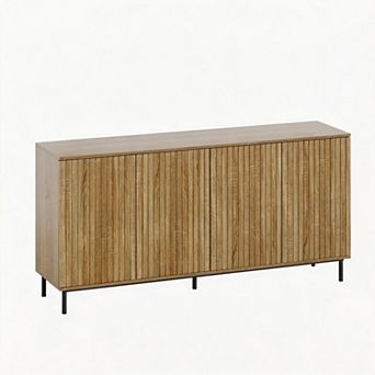 Fluted Sideboard Buffet Cabinet with 4 Doors, Accent Storage Cabinet, for Living Room