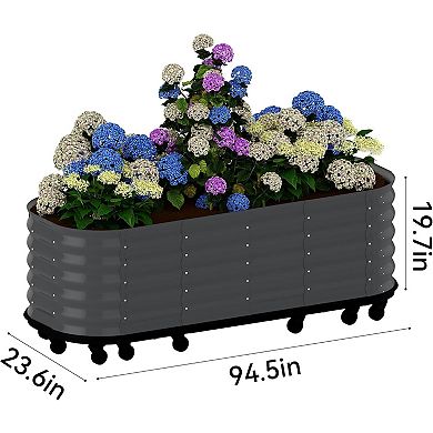Mobile Raised Garden Bed with Wheels, Watering Reservoir, Galvanized Elevated Planter Box