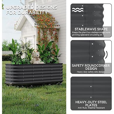 Mobile Raised Garden Bed with Wheels, Watering Reservoir, Galvanized Elevated Planter Box