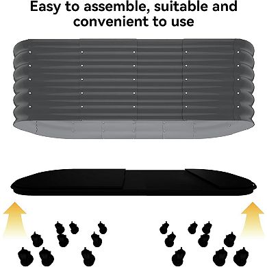 Mobile Raised Garden Bed with Wheels, Watering Reservoir, Galvanized Elevated Planter Box