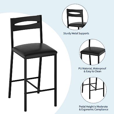 3 Piece Dining Table Set with Storage Shelves Upholstered Chairs Space Saving Kitchen Table Set