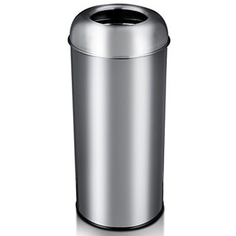 Heavy Duty Stainless Steel Kitchen Trash Can - Durable Open Top Waste Bin with Hidden Bag Holder