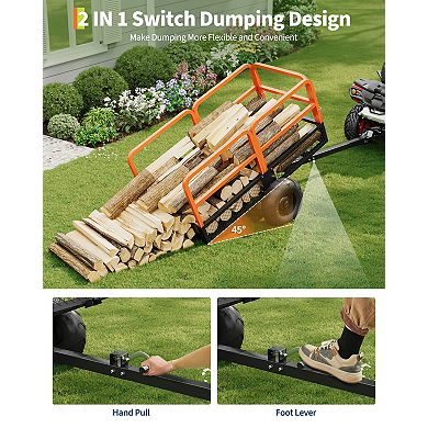 Heavy Duty Steel Garden Utility Cart , Dump Wagon,1500 lbs Capacity ,22 Cu.Ft Trailer ,2 Wheels