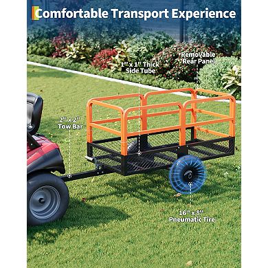 Heavy Duty Steel Garden Utility Cart , Dump Wagon,1500 lbs Capacity ,22 Cu.Ft Trailer ,2 Wheels