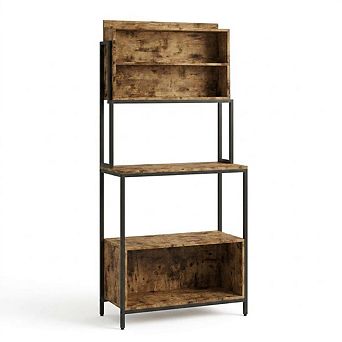 Freestanding Kitchen Bakers Rack with Power Outlet 67" 5 tier Microwave Stand Coffee Bar Station
