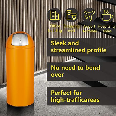 Large Capacity Stainless Steel Kitchen Trash Can with Push Lid Removable Inner Bucket