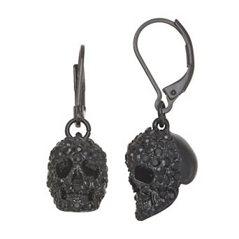 Simply Vera Vera Wang Jet Skull Rhinestone Drop Earrings