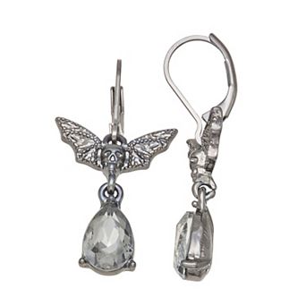 Simply Vera Vera Wang Jet Tone Leverback Bat Double Drop Earrings