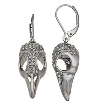 Simply Vera Vera Wang Jet Tone Leverback Crow Skull Drop Earrings