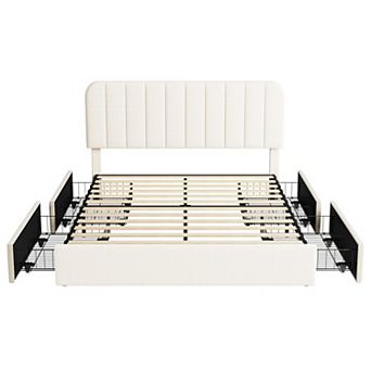 5 Drawer Fluted Dresser 47“ Tall Wooden Chest of Drawers with Metal Handle, Clothes Storage