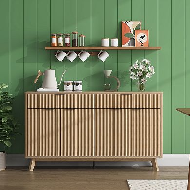Buffet Sideboard Cabinet with 2 Drawers, Adjustable Shelves, Storage Console for Dining Room