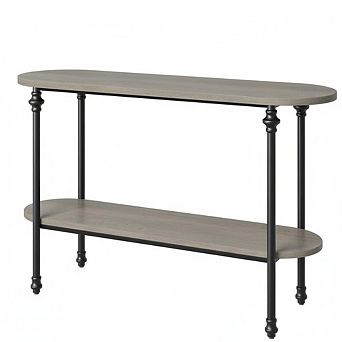 Narrow Entryway Console Table with Storage Shelf, 2 tier Industrial Skinny Sofa Table for Hallway