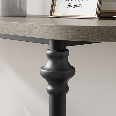 Narrow Entryway Console Table with Storage Shelf, 2-Tier Industrial Skinny Sofa Table for Hallway