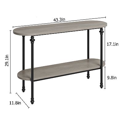Narrow Entryway Console Table with Storage Shelf, 2-Tier Industrial Skinny Sofa Table for Hallway