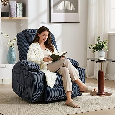 Ultra-Comfort Corduroy Power Recliner Chair - 135° Adjustable Heated Massage, Double Storage