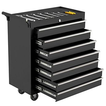 7-Drawer Heavy Duty Rolling Tool Chest with Lock Mobile Metal Storage Cabinet Organizer
