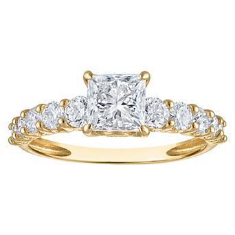 NaturaLux™ 10k Gold 2 Carat T.W. Lab-Grown Diamond Princess Cut Engagement Ring
