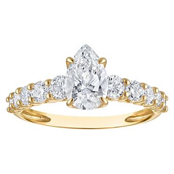 NaturaLux™ 10k Gold 2 Carat T.W. Lab-Grown Diamond Pear Engagement Ring
