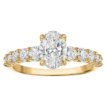 NaturaLux™ 10k Gold 2 Carat T.W. Lab-Grown Diamond Oval Engagement Ring