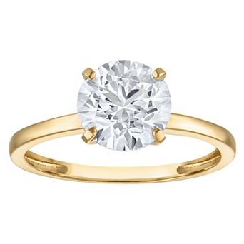 NaturaLux™ 10k Gold 2 Carat T.W. Lab-Grown Diamond Round Solitaire Ring