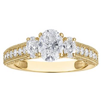 NaturaLux™ 10k Gold 2 Carat T.W. Lab-Grown Diamond Oval Engagement Ring