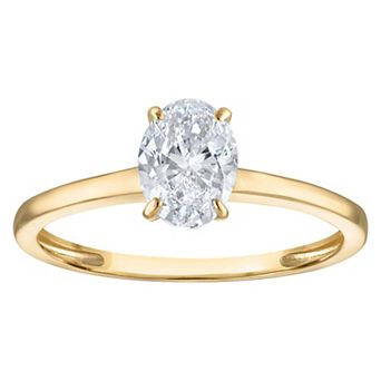 NaturaLux™ 10k Gold 1 Carat T.W. Lab-Grown Diamond Oval Solitaire Ring