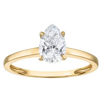NaturaLux™ 10k Gold 1 Carat T.W. Lab-Grown Diamond Pear Solitaire Ring