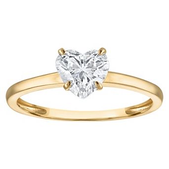 NaturaLux™ 10k Gold 1 Carat T.W. Lab-Grown Diamond Heart Solitaire Ring