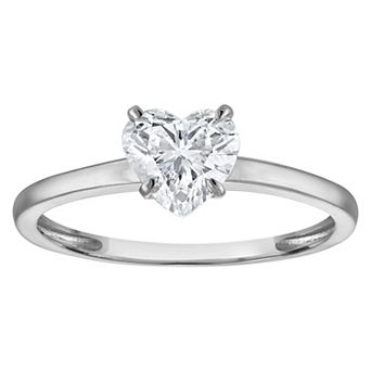 NaturaLux™ 10k Gold 1 Carat T.W. Lab-Grown Diamond Heart Solitaire Ring