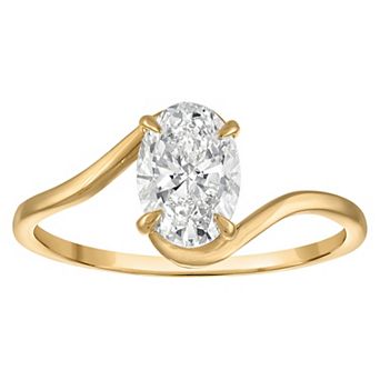 NaturaLux™ 10k Gold 1 Carat T.W. Lab-Grown Diamond Oval Twist Solitaire Ring