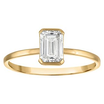 NaturaLux™ 10k Gold 1 Carat T.W. Lab-Grown Diamond Emerald Cut Solitaire Ring