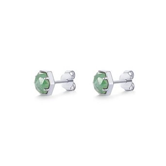 Hexagon Gemstone Stud Earrings