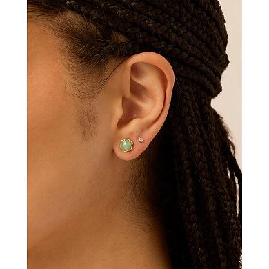 Hexagon Gemstone Stud Earrings