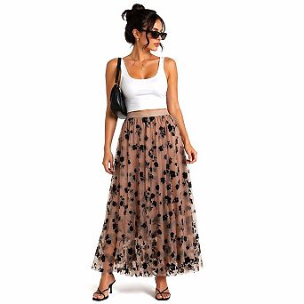A-Line Tulle Midi Skirt for Women