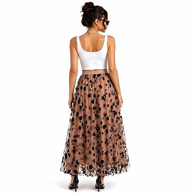 A-Line Tulle Midi Skirt for Women