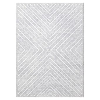 Modern Machine Washable Area Rug, Non-Slip Low Pile Geometric Carpet for Living Room Bedroom Office