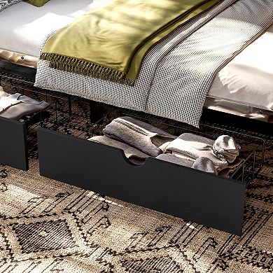 Bunk Bed with Storage Shelves and Drawers; Lower Bunk Converts into a Sofa — Black