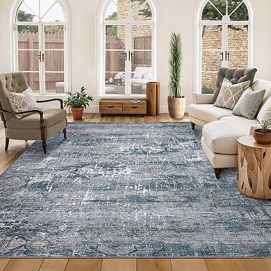 Soft Vintage Distressed Large Bedroom Rugs Retro Abstract Foldable Indoor Floor Carpet